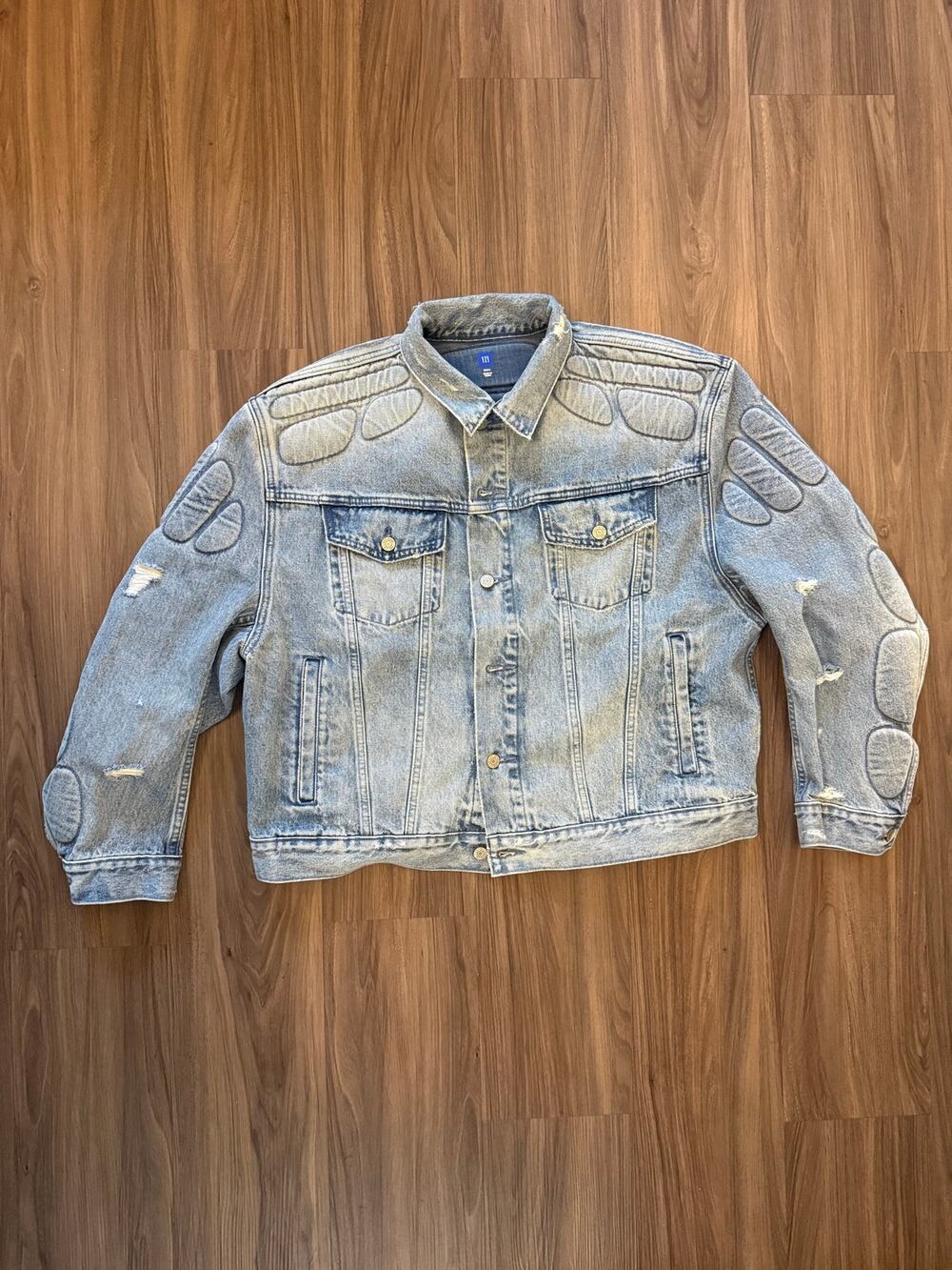 Yeezy Gap Engineered by Balenciaga Denim Jacket Distressed Blue Size S